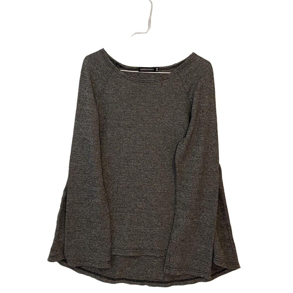 Women’s Hemp And Company Black Woven Long Sleeve Medium Swing Top